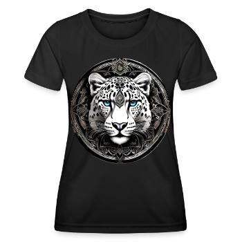 Mystical Motif Mysterious Snow Leopard - Women's Functional T-Shirt - black - Front - AI Model Female 172 light (172cm)