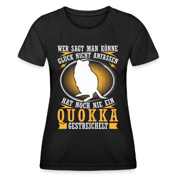 Quokka streicheln Beuteltier Quokka - Frauen Funktions-T-Shirt - Schwarz - Vorne - AI Model Female 172 light (172cm)