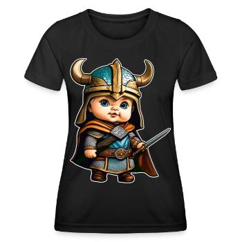 Niedlicher Baby Wikinger Germane - Frauen Funktions-T-Shirt - Schwarz - Vorne - AI Model Female 172 light (172cm)