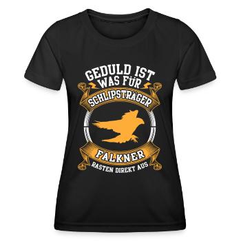 Falkner rasten direkt aus Beizjagd Falknerei - Frauen Funktions-T-Shirt - Schwarz - Vorne - AI Model Female 172 light (172cm)