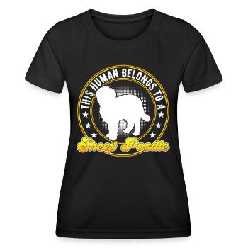 Ich gehöre meinem Schafpudel Altdeutscher Hütehund - Frauen Funktions-T-Shirt - Schwarz - Vorne - AI Model Female 172 light (172cm)