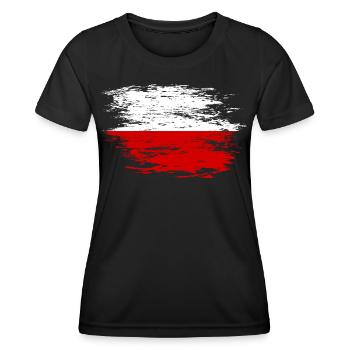 Polen Flagge used - Frauen Funktions-T-Shirt - Schwarz - Vorne - AI Model Female 172 light (172cm)