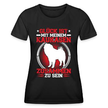 Avec mon Ovcharka son Ovcharka du Caucase - T-shirt sport Femme - noir - Devant - AI Model Female 172 light (172cm)