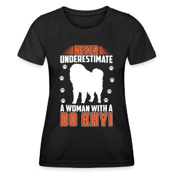 Femme avec Do, Khyi, Dogue tibétain, Dogue tibétain - T-shirt sport Femme - noir - Devant - AI Model Female 172 light (172cm)