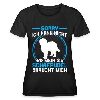 Schafpudel braucht mich Altdeutscher Hütehund - Frauen Funktions-T-Shirt - Schwarz - Vorne - AI Model Female 172 light (172cm)