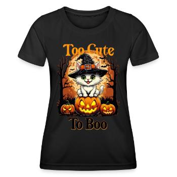 Zu süß zum Buhen - Halloween-Katze auf Kürbissen - Frauen Funktions-T-Shirt - Schwarz - Vorne - AI Model Female 172 light (172cm)