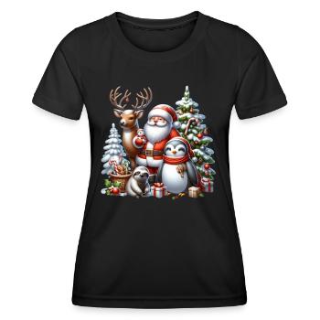 Santa Penguin Snowman Xmas Funny Christmas - Women's Functional T-Shirt - black - Front - AI Model Female 172 light (172cm)