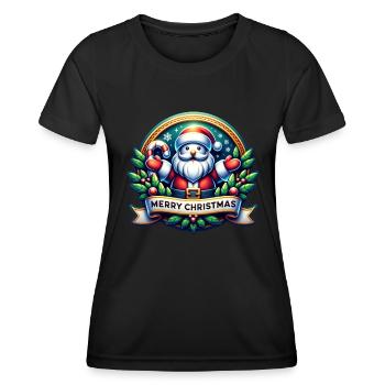 Merry Christmas Weihnachtsmann Schneemann Xmas - Frauen Funktions-T-Shirt - Schwarz - Vorne - AI Model Female 172 light (172cm)