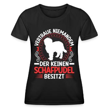 Schafpudel Ich besitze einen Hütepudel - Frauen Funktions-T-Shirt - Schwarz - Vorne - AI Model Female 172 light (172cm)