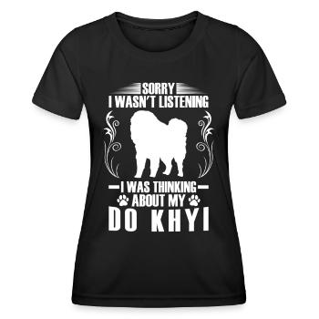 Pensée de Do Khyi Dogue tibétain Mastiff tibétain - T-shirt sport Femme - noir - Devant - AI Model Female 172 light (172cm)