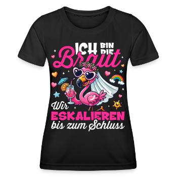 Braut T-Shirt JGA Frauen Junggesellenabschied - Frauen Funktions-T-Shirt - Schwarz - Vorne - AI Model Female 172 light (172cm)