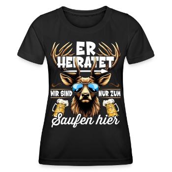 Junggesellenabschied Männer T-Shirt JGA Poltern - Frauen Funktions-T-Shirt - Schwarz - Vorne - AI Model Female 172 light (172cm)