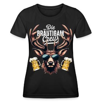 Junggesellenabschied Männer T-Shirt JGA Poltern - Frauen Funktions-T-Shirt - Schwarz - Vorne - AI Model Female 172 light (172cm)