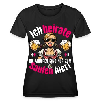 JGA Braut T-Shirt Junggesellenabschied Frauen JGA - Frauen Funktions-T-Shirt - Schwarz - Vorne - AI Model Female 172 light (172cm)