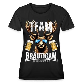 Junggesellenabschied Männer T-Shirt JGA Poltern - Frauen Funktions-T-Shirt - Schwarz - Vorne - AI Model Female 172 light (172cm)