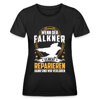 Falkner kann es reparieren Beizjagd Falknerei - Frauen Funktions-T-Shirt - Schwarz - Vorne - AI Model Female 172 light (172cm)