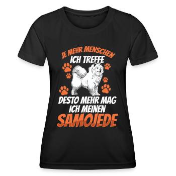 Samojede mehr mögen Samojedenspitz Samojede - Frauen Funktions-T-Shirt - Schwarz - Vorne - AI Model Female 172 light (172cm)