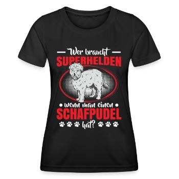 Schafpudel ist mein Held Altdeutscher Hütehund - Frauen Funktions-T-Shirt - Schwarz - Vorne - AI Model Female 172 light (172cm)