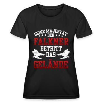 Falkner betritt das Gelände Beizjagd Falknerei - Frauen Funktions-T-Shirt - Schwarz - Vorne - AI Model Female 172 light (172cm)