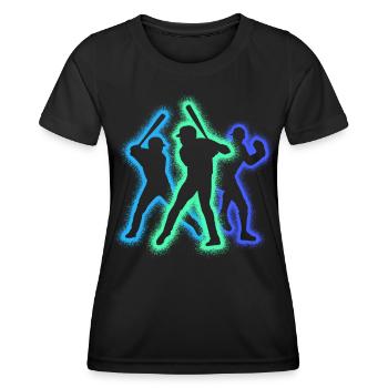 Baseball Baseballer Silhouettes Joueur de Baseball - T-shirt sport Femme - noir - Devant - AI Model Female 172 light (172cm)