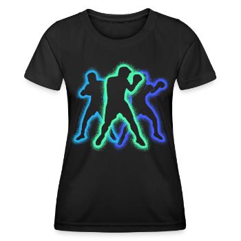 Boxen Bunt Boxsport Silhouetten Jungen Boxer - Frauen Funktions-T-Shirt - Schwarz - Vorne - AI Model Female 172 light (172cm)