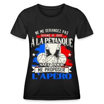 Petanque Humour Boccia Bouliste - T-shirt sport Femme - noir - Devant - AI Model Female 172 light (172cm)