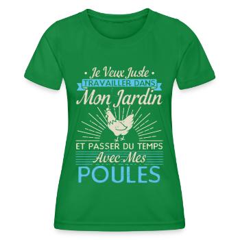 Papy Poule - Jardinage Cadeaux - T-shirt sport Femme - vert - Devant - AI Model Female 172 dark (172cm)