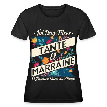 Marraine Tante Cadeau Humour - T-shirt sport Femme - noir - Devant - AI Model Female 172 light (172cm)