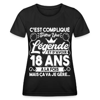 C'Est Compliqué D'être Une Légende Et D'Avoir 18 - T-shirt sport Femme - noir - Devant - AI Model Female 172 light (172cm)