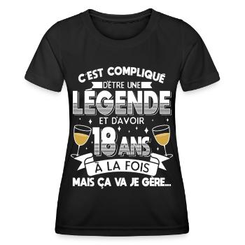 Anniversaire 18 ans Cadeau Anniv Humour Fille - T-shirt sport Femme - noir - Devant - AI Model Female 172 light (172cm)
