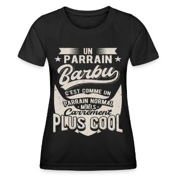 Parrain Barbu Oncle Cadeau - T-shirt sport Femme - noir - Devant - AI Model Female 172 light (172cm)