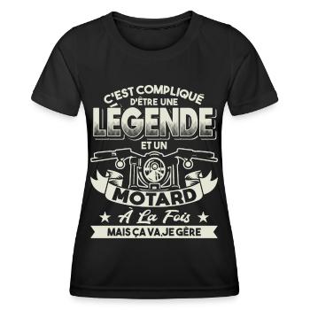 Motard Cadeaux - T-shirt sport Femme - noir - Devant - AI Model Female 172 light (172cm)