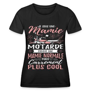 Mamie Motarde Mamou Humour - T-shirt sport Femme - noir - Devant - AI Model Female 172 light (172cm)