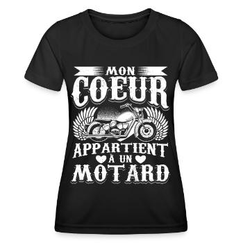 Motocyclette Motarde Motard - T-shirt sport Femme - noir - Devant - AI Model Female 172 light (172cm)
