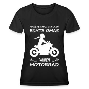 Coole Oma Chopper Motorradfahrerin Motorrad - Frauen Funktions-T-Shirt - Schwarz - Vorne - AI Model Female 172 light (172cm)