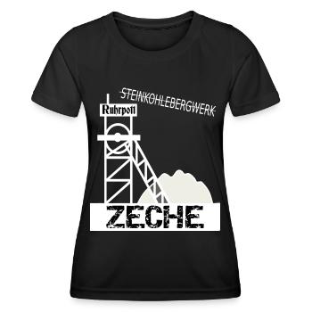 Ruhrpott Zeche - Frauen Funktions-T-Shirt - Schwarz - Vorne - AI Model Female 172 light (172cm)