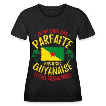 Guyanaise Guyane Humour - T-shirt sport Femme - noir - Devant - AI Model Female 172 light (172cm)