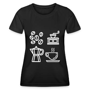 Café café café Café Espresso Au Lait - T-shirt sport Femme - noir - Devant - AI Model Female 172 light (172cm)