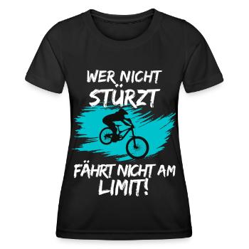 Mountainbike Liebe MTB Fahrrad Geschenk Downhill - Frauen Funktions-T-Shirt - Schwarz - Vorne - AI Model Female 172 light (172cm)