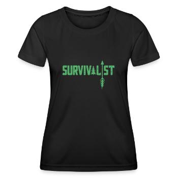 Survivant survivant Survival Survie Nature - T-shirt sport Femme - noir - Devant - AI Model Female 172 light (172cm)