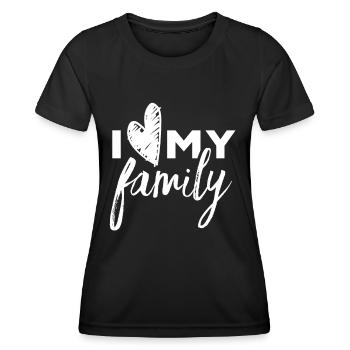 J’aime Ma famille Famille Familles Parents - T-shirt sport Femme - noir - Devant - AI Model Female 172 light (172cm)
