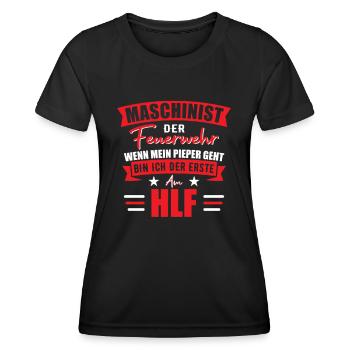 Feuerwehr Maschinist Feuerwehrmann Geschenk - Frauen Funktions-T-Shirt - Schwarz - Vorne - AI Model Female 172 light (172cm)