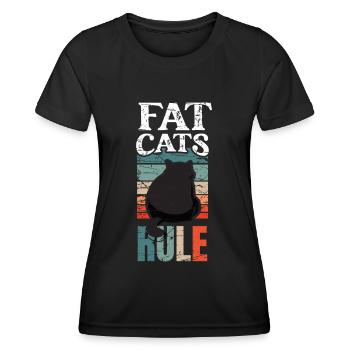 Fat Cat Chonk Katze Fat Cats Regel - Frauen Funktions-T-Shirt - Schwarz - Vorne - AI Model Female 172 light (172cm)