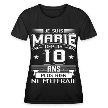 Anniversaire 10 Ans De Mariage - T-shirt sport Femme - noir - Devant - AI Model Female 172 light (172cm)