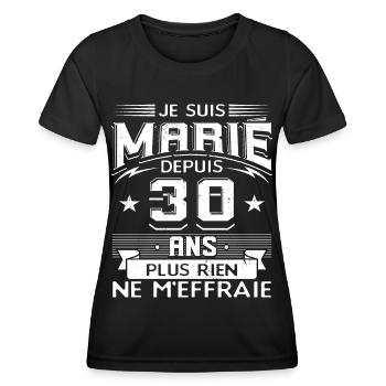 Anniversaire 30 Ans De Mariage - T-shirt sport Femme - noir - Devant - AI Model Female 172 light (172cm)