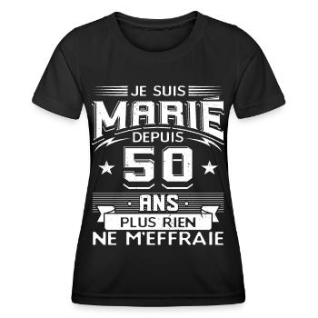 Anniversaire 50 Ans De Mariage - T-shirt sport Femme - noir - Devant - AI Model Female 172 light (172cm)