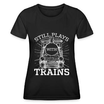 Model Railroad Train Rail Still Plays With Trains - Women's Functional T-Shirt - black - Front - AI Model Female 172 light (172cm)