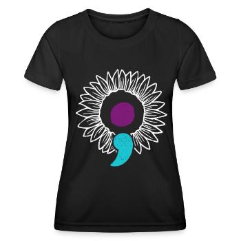 Sunflower Suicide Prevention Awareness Semicolon - Women's Functional T-Shirt - black - Front - AI Model Female 172 light (172cm)