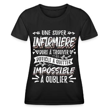 Infirmière Infirmerie Hopital Infirmiere - T-shirt sport Femme - noir - Devant - AI Model Female 172 light (172cm)