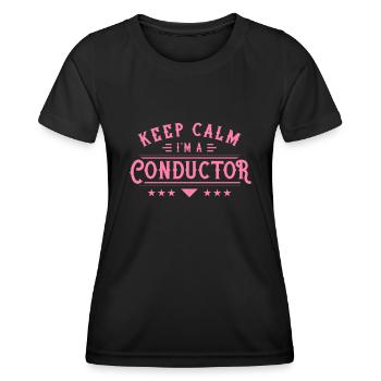 Restez calme Je suis chef d’orchestre Chef d’orchestre Sprüch - T-shirt sport Femme - noir - Devant - AI Model Female 172 light (172cm)